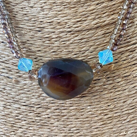 Smokey Quartz & Crystal Necklace & Earrings One of a Kind - Picture 3 of 6